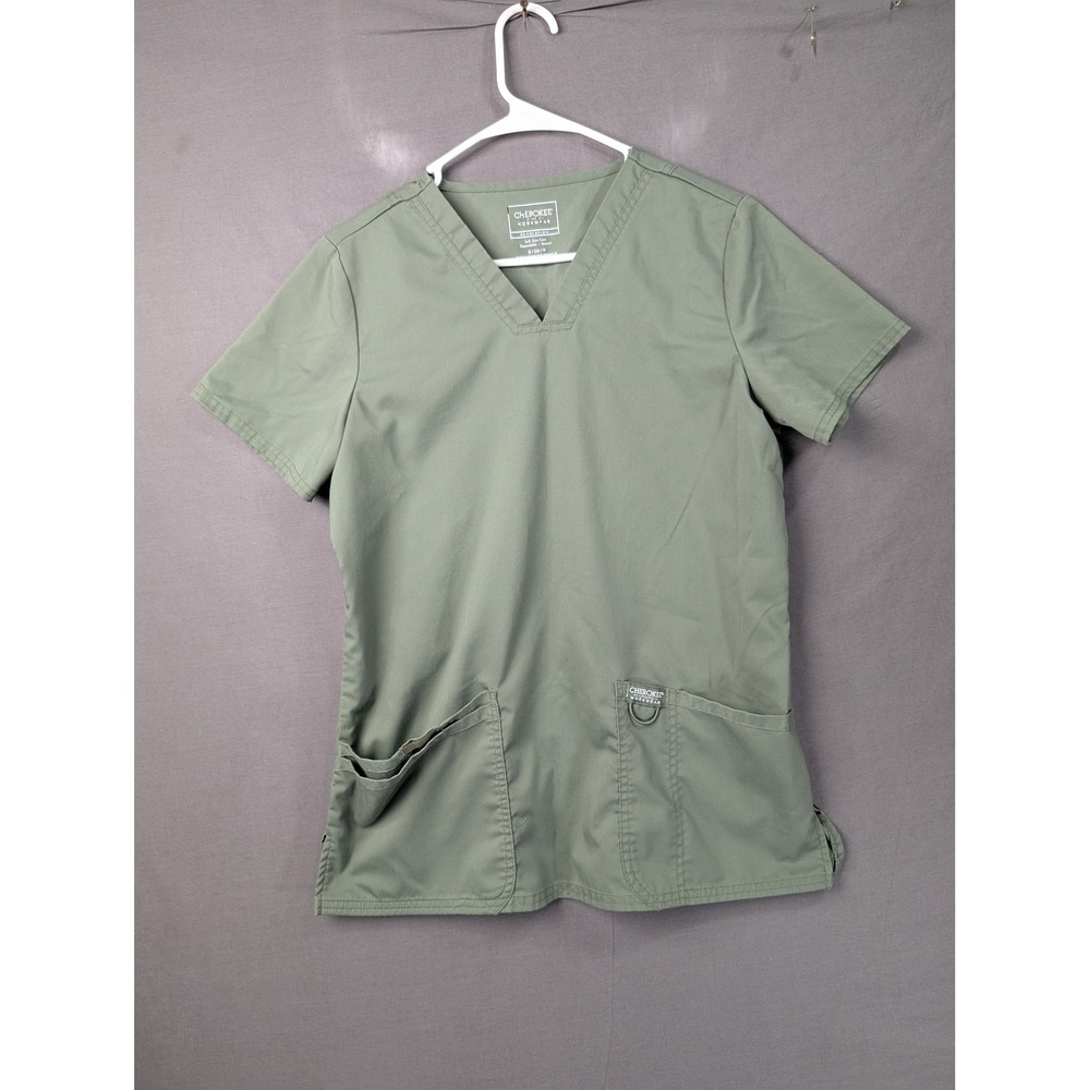 Cherokee Workwear Revolution V-Neck Scrub Top Sage Green Small 8011